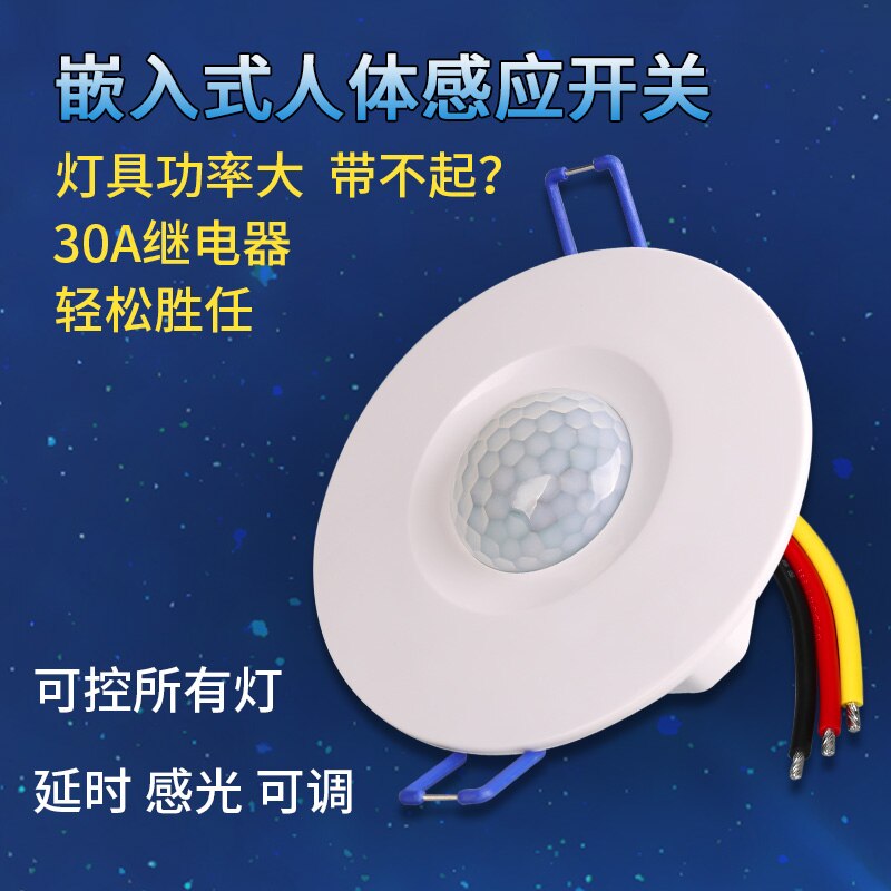 Embedded Human Body Sensor Switch Infrared Installation Ceiling Probe Sensor Adjustable Time Delay Photosensitive