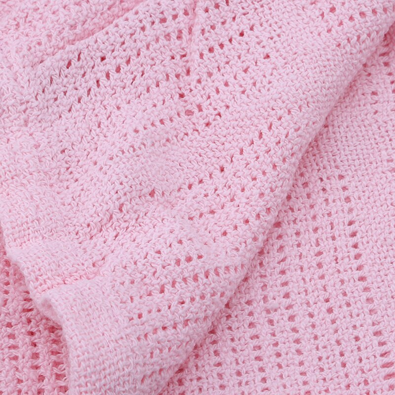 Newborn Baby Blankets Super Soft Cotton Crochet Summer Sleeping Bed Supplies Hole Wrap Air-conditioning blanket for Baby 90*70cm
