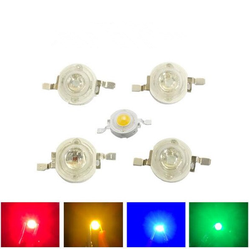 Led-chip met hoog vermogen led-kralen 1w rood groen blauw 620 520 460nm 300ma lamp licht 500 stuks