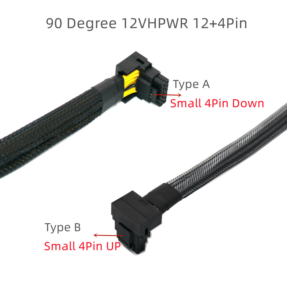RTX4090Ti 600W 90 Degree 12VHPWR 12+4Pin to Straight 12+4Pin 16AWG 5.0 Modular Cable Power Supply for All PSU Corsair Xpg Core
