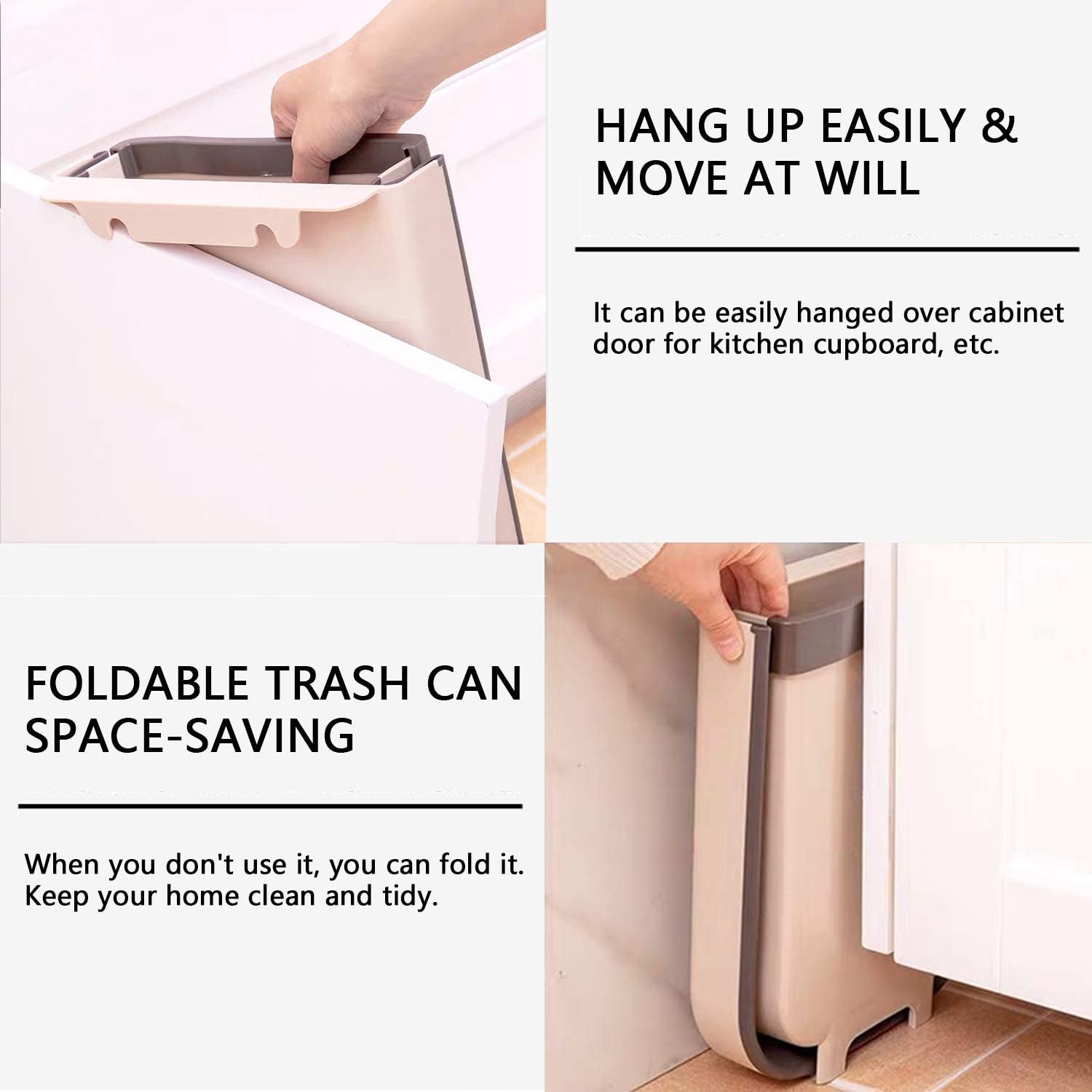 Collapsible Hanging Waste Bin, Kitchen Food Garbage Bucket, Under Countertop Sink Rubbish Accessories
