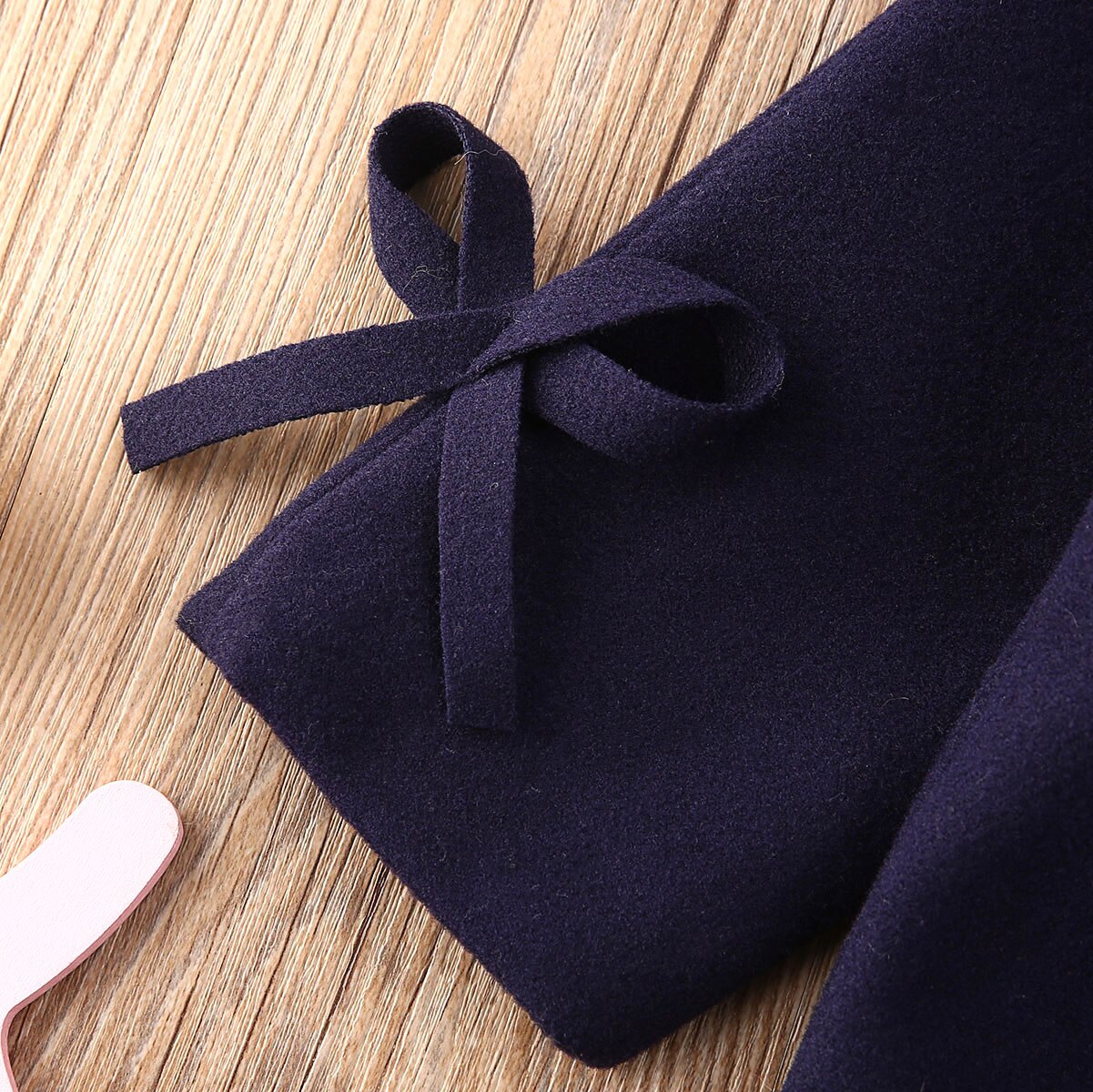 2-8y baby meisjes gemengde jas outfits blauwe strik lange mouwen slanke herfst winter top bovenkleding