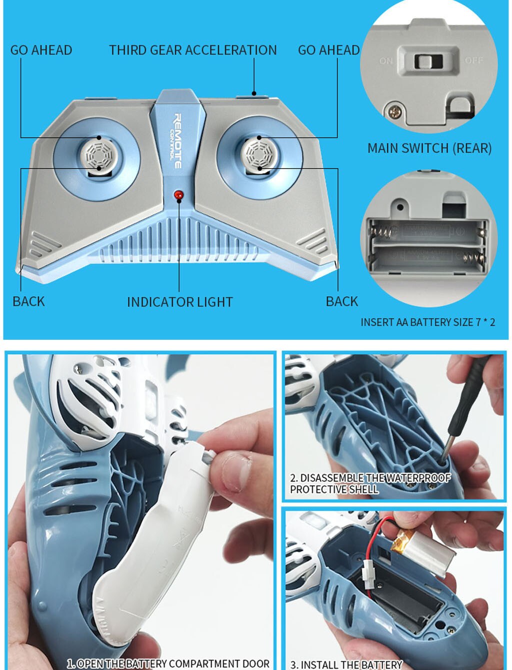 Radio Remote Control Electronic Shark Fish Boat Durable 4 Channel Underwater Toys For Kids Birthday party Christmas