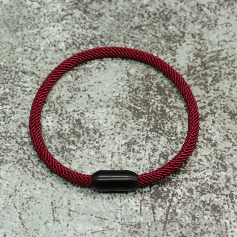 Pulsera magnética de cuerda roja minimalista hecha a mano para hombres y mujeres, brazalete Simple de acero inoxidable para brazalete, joyería de la suerte