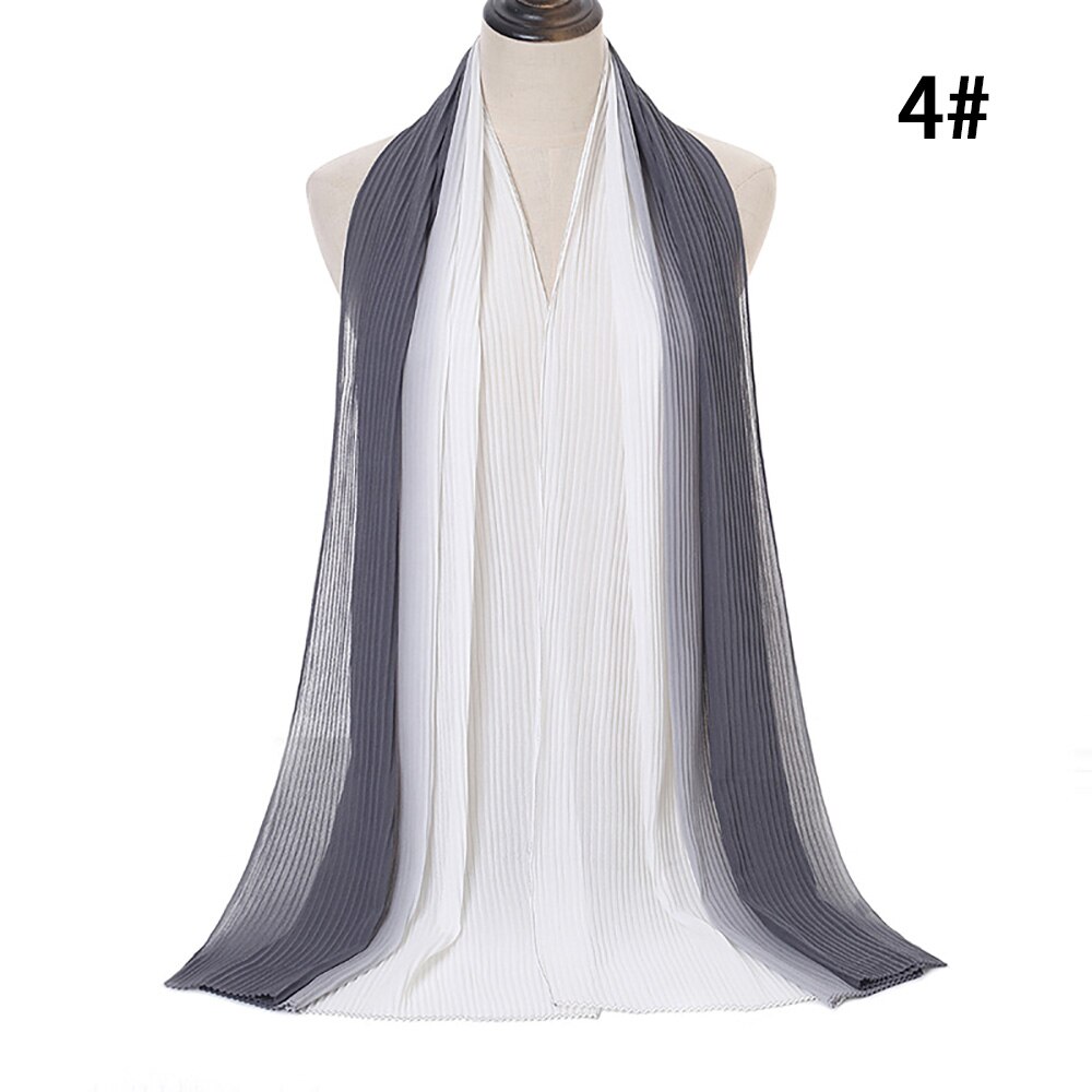 Ombre Chiffon Hijab Muslim Women Hijab Scarf Shawl Islam Headwrap Pleated Gradient Hijabs Shaded Crinkle Hijab Summer: 04