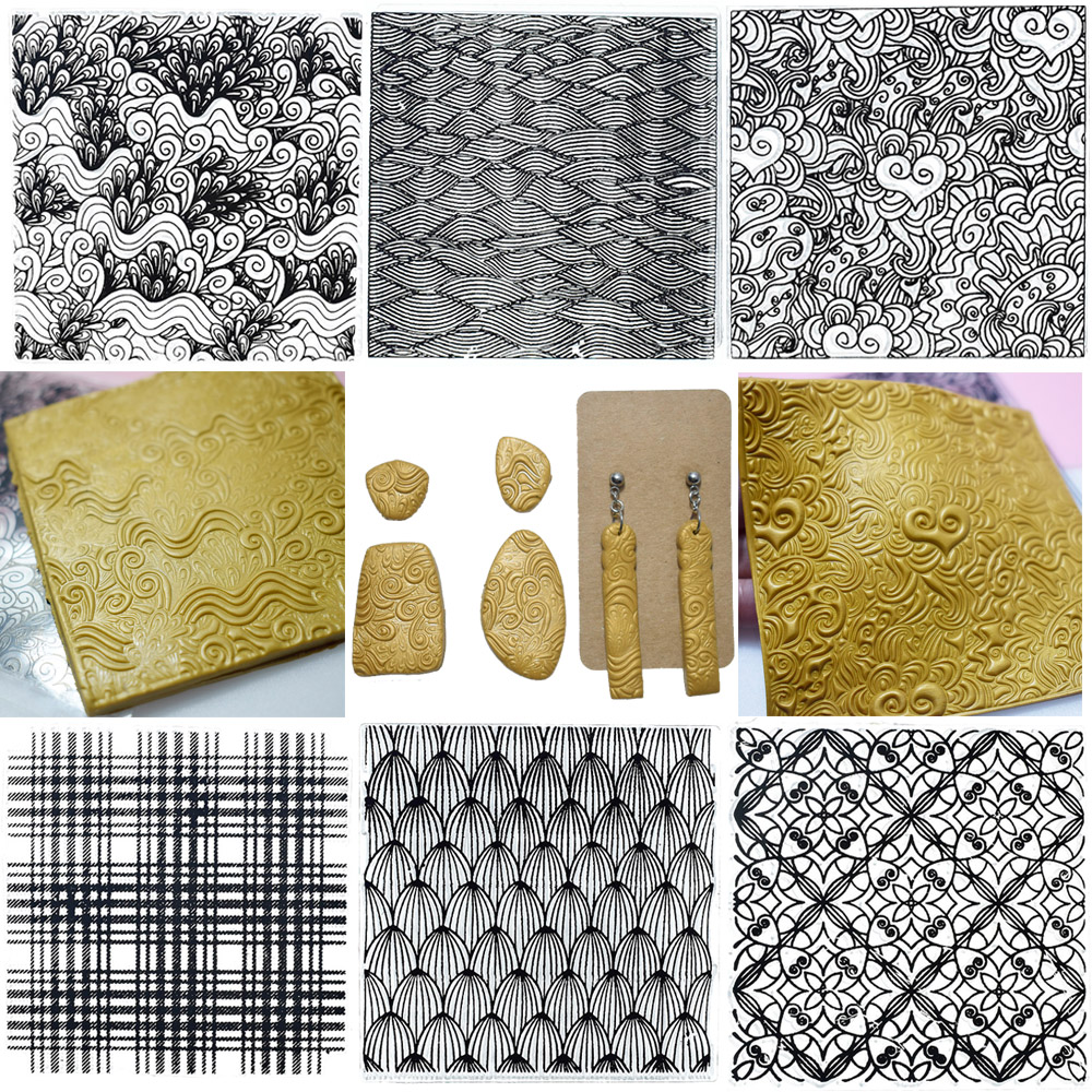 9cm Polymer Tonne Textur matt DIY Keramik Tonne Schmuck Eindruck Linderung Stempel Polymer Ton Werkzeuge Mandala Blume Textur Stempel