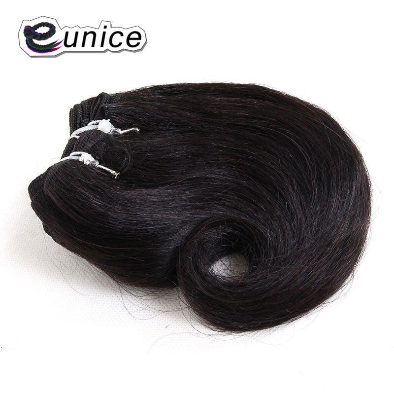 Tissage synthétique Body Wave court ombré-Eunice | Mèches de cheveux, 8 pouces 100g 12 couleurs, 4 pièces/lot: # 1B