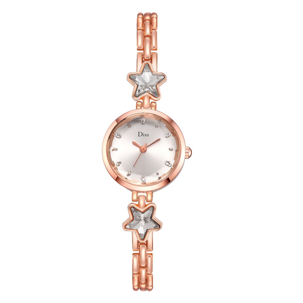Montre-bracelet à quartz pour femmes, bracelet chaîne étoiles, montre habillée pour dames, montres pour dames, montres pour femmes, montre-bracelet en or rose: Or rose blanc