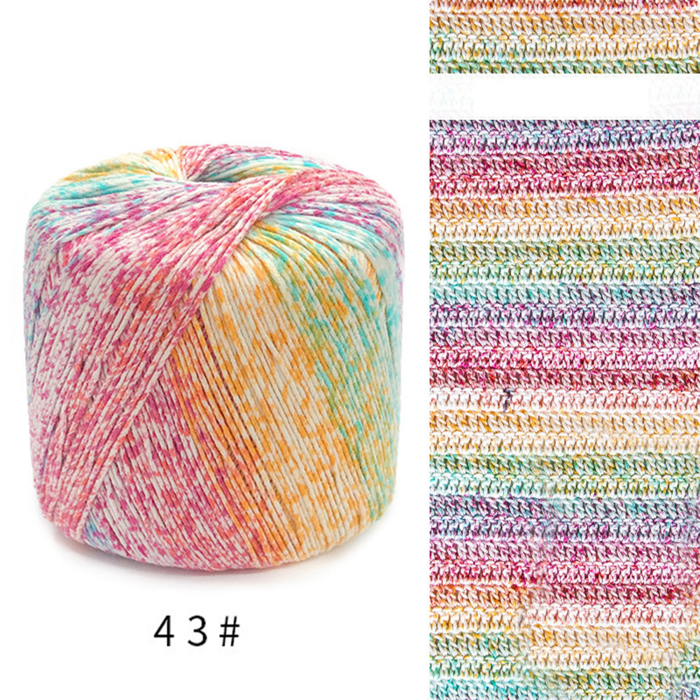1pc Colorful Dyed Cotton Thread Wool Yarn DIY Knitted Floral Toys Sweater Thread Crochet Thread Cushion Hats Crochet Thread: WHITE