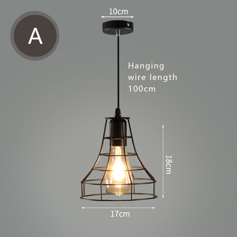 retro loft pendellys industriell vindjern hengende lampe ledet svart lysarmaturer til kjøkken stue restaurant  e27: En