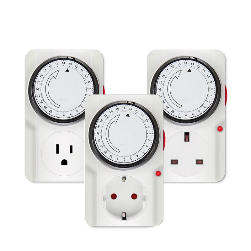 24 Hour Cyclic Timer Switch Kitchen Timer Outlet Loop Universal Timing Socket Mechanical Timer 230VAC 3500W 16A UK EU CN US Plug
