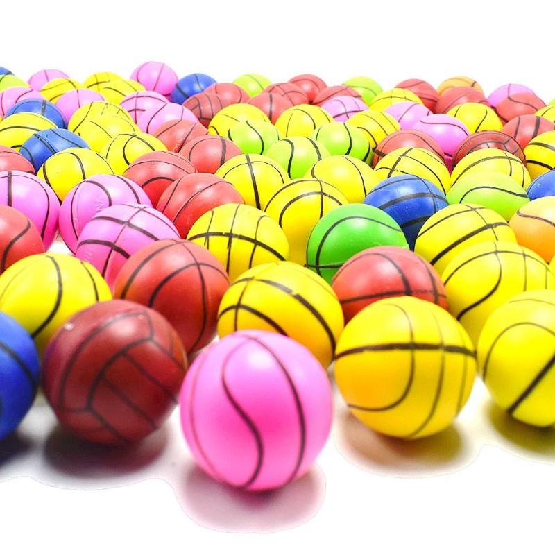 Basketball Shape Bouncing Ball Elastic Rubber Balls Pinball Capsule Toys