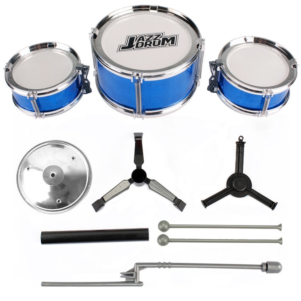 3-Piece Kids Drum Set PVC Drum Head Children Junior Drums Kit Percussion Musical Instrument Touch Feeling Musicality Hearing