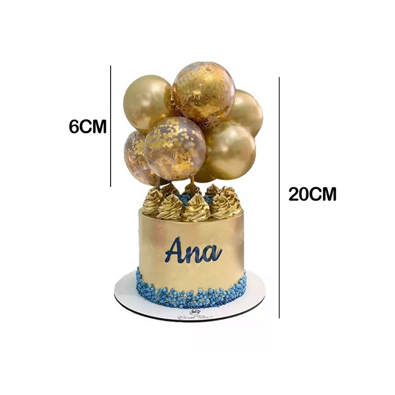 10Pcs 5 Inch Metalen Ballon Cake Topper Confetti Ballon Cake Topper Balonsfor Bruiloft Verjaardag Baby Shower Decor Home Decoration