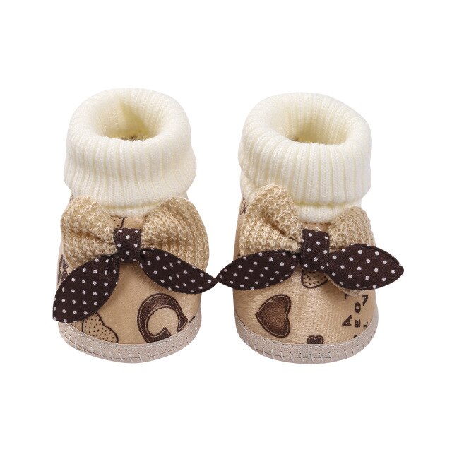 Kleinkind Baby Mädchen Bowknot Wanderschuhe Kleinkind Plüsch Anti Schleudern Stiefel für freundlicher Spitze hoch Bogen freundlicher Elastische Sohle socken: Kakifarbig / 12