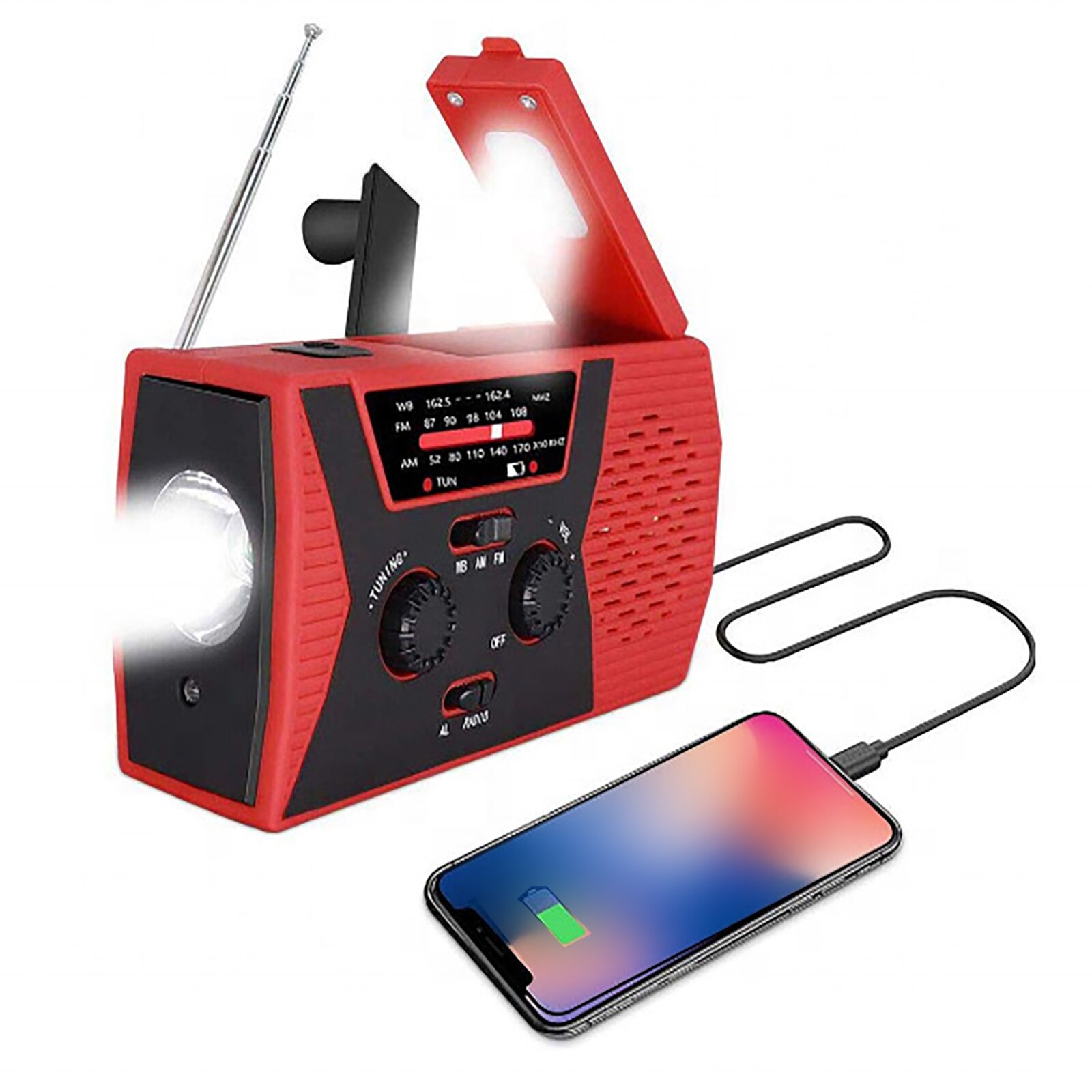Solar Hand Crank Radio Emergency Radio Global Receiver Multifunction Bluetooth Speaker Flashlight Portable AM/FM Weather Radio