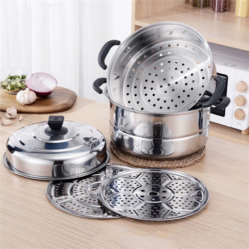 Stainless Steel Three layer Thick Steamer pot Soup Steam Pot Universal Cooking Pots for Induction Cooker Gas Stove Steam pot
