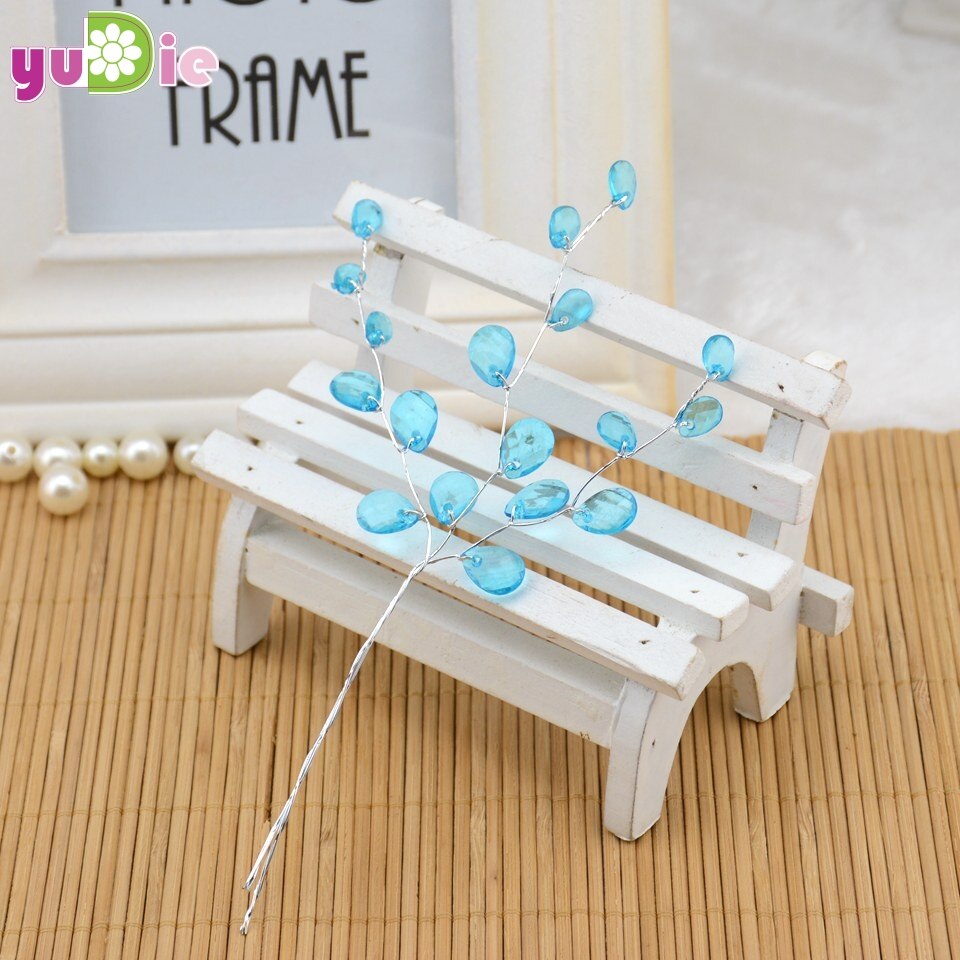 10 Uds gota de agua artificiales acrílico selecciones de flores Diamante de cristal flor ramas para decoración de de boda: Azul