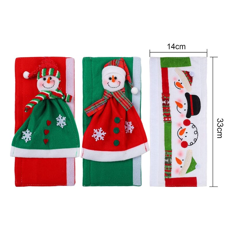 3 Pack Adorable Snowman Refrigerator Handle Covers Set,Kitchen Appliance Handle Covers for Christmas Decorations