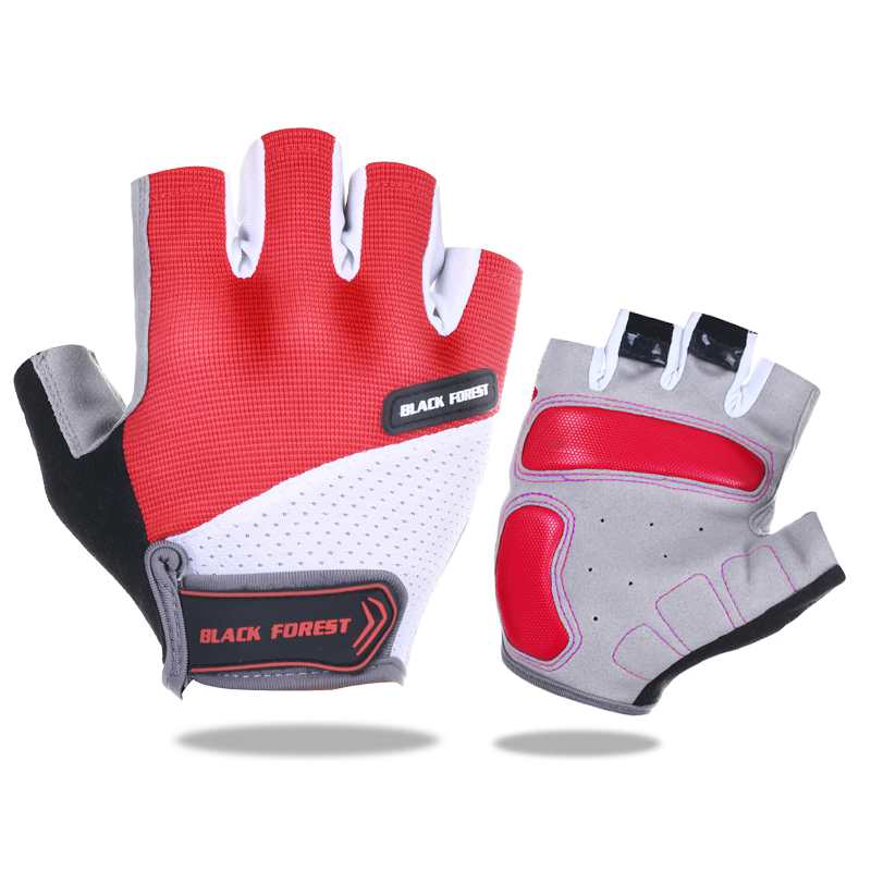 Fiets handschoenen fiets sport half vinger handschoenen schokabsorberende wanten handschoenen heren dames race motorcross mtb race handschoenen: Rood 1 / Ik