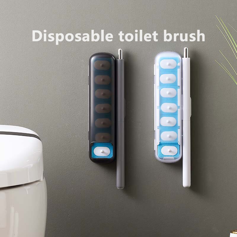 Brosse de toilette jetable à Long manche, tête de brosse remplaçable sans poinçonnage, ensemble d&#39;accessoires de salle de bain ménagers, outils de nettoyage de WC