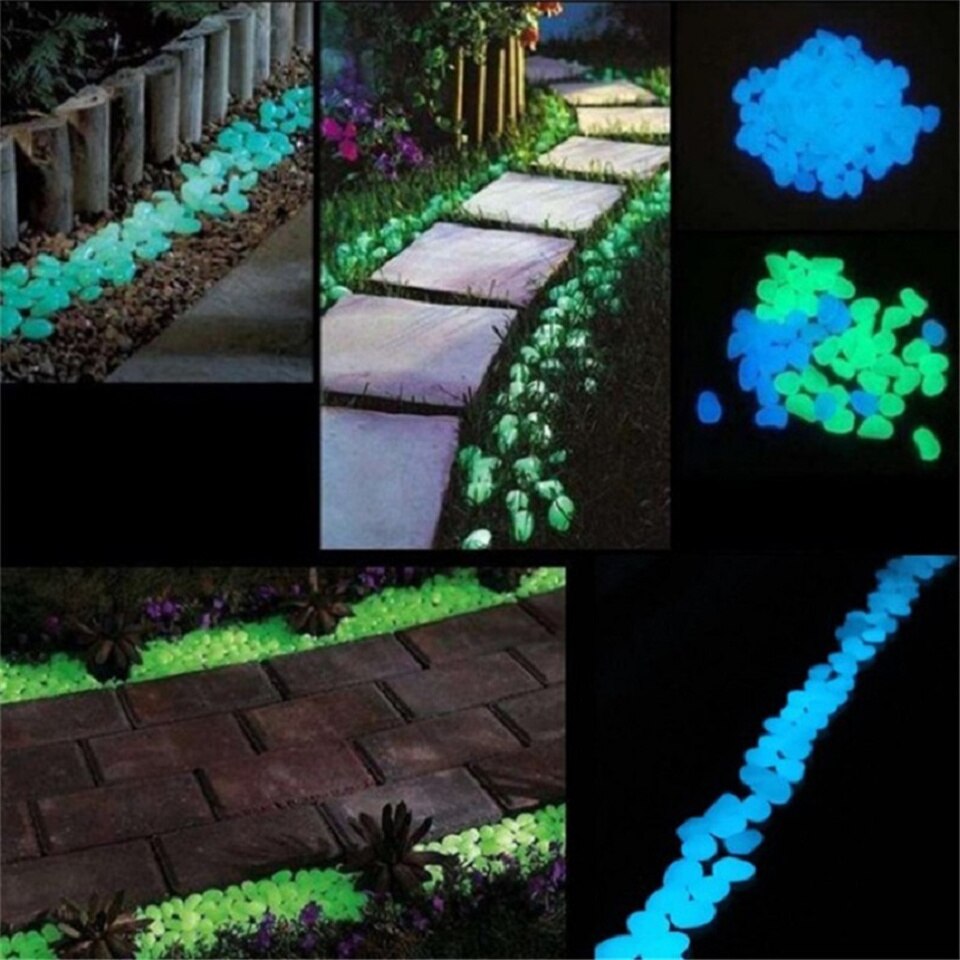 100pcs Luminous Stone Fluorescent Gravel Pebbles Aquarium Fish Tank Garden Decoration in the Dark Glowing Stones