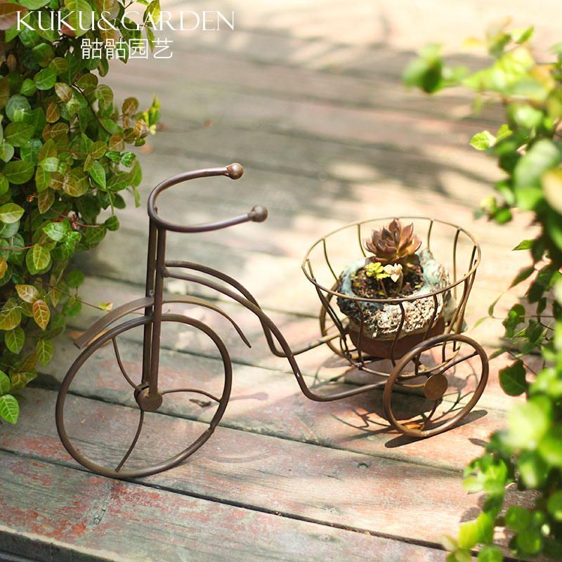 Europese Tieyi Retro Mini-Driewieler Fiets Vorm Creatieve Bloem Stand Multi-Flesh Tieyi Bloempot Regeling