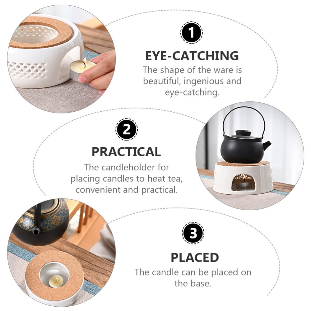 1pc Teapot Warmer Ceramic Tea Candle Holder Teapot Heating Base Pedestal