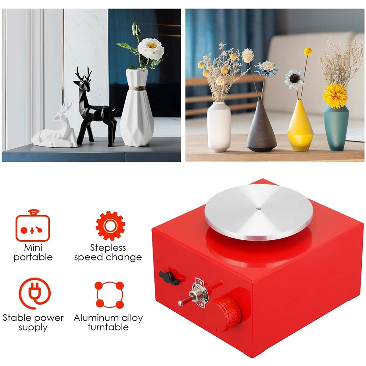 Tornio elettrico della ceramica della macchina della ruota della ceramica con il Kit di scultura della piattaforma girevole di 6.5CM 10CM piatto rotante della ceramica degli strumenti dell'argilla di ceramica di DIY