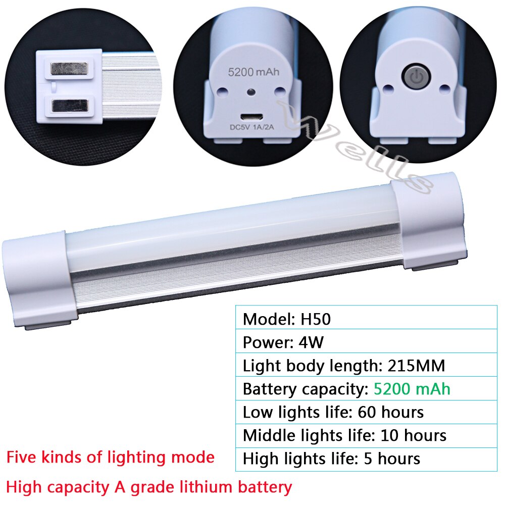 7W Oplaadbare Led Buis Draadloze Multifunctionele Noodverlichting Voor Indoor/Led Camping Lamp