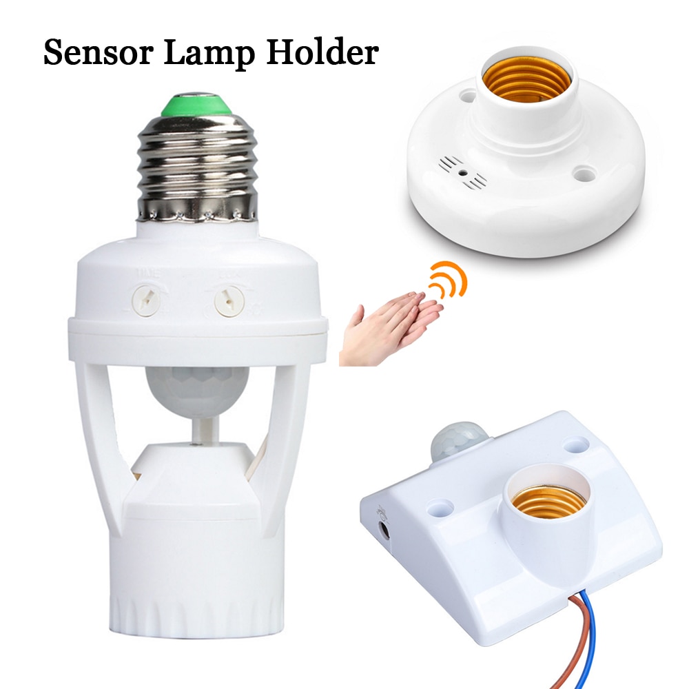 E27 Lamphouder Socket Sound Motion Sensor 110V 220V Ac Ampul Led Gloeilamp Base Intelligente Gloeilamp schakelaar Wit