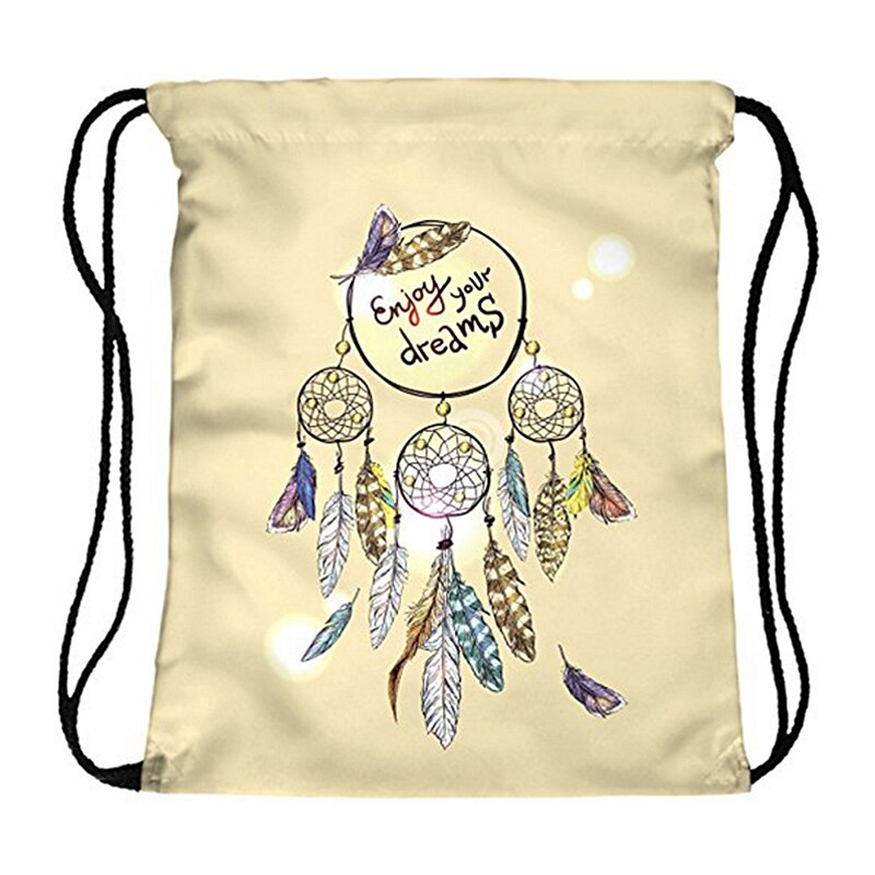ABDB 3D Print Drawstring Backpack Rucksack Shoulder Bags Bag:creamy-white