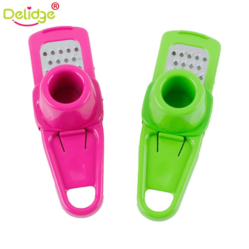 Delidge 1 pc Candy Kleur Knoflookpers Multi-functionele Slijpen Knoflook Mini Gember Slijpen Rasp Schaafmachine Slicer Cutter