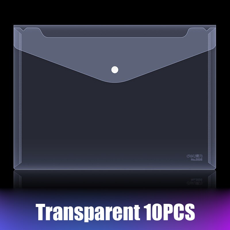 10 Transparent File Bag A4 Thicken Document Snap Bag Card Bills Clips Production Data Storage Folder Waterproof Plastic