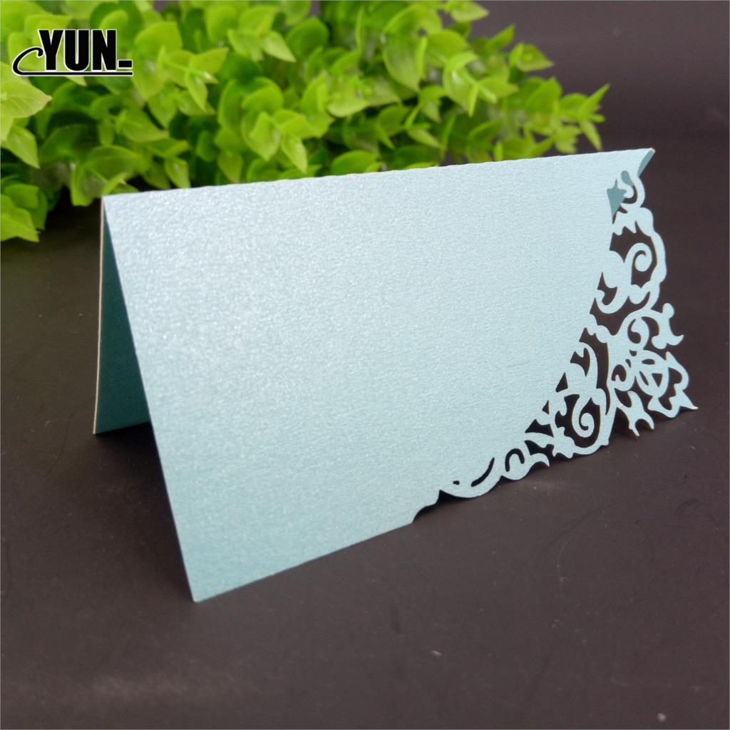 10pc Perlglanz Spitze Name Ort Karten Hochzeit Dekoration Tabelle Dekor Tabelle Name Nachricht Gruß Karte Party Weihnachten Lieferungen: Blau