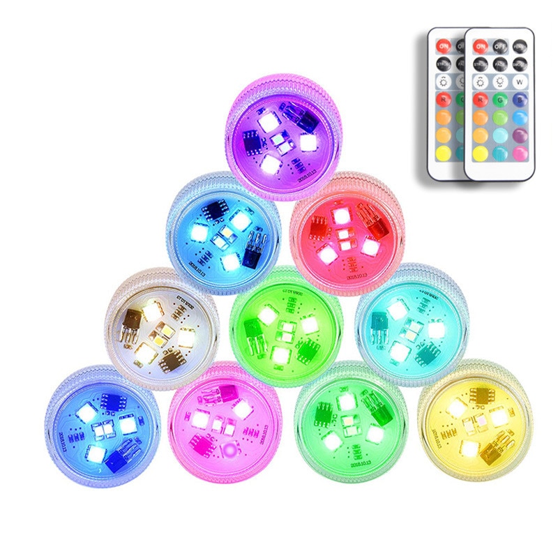 Remote LED Submersible Lights Waterproof RGB Underwater Night Light For Party Wedding Pond Pool Bathtub Aquarium Vase Decoration