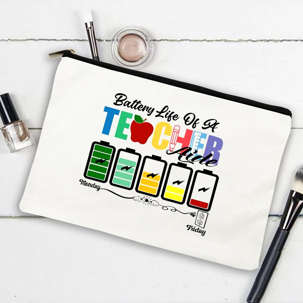 Kaffee Geben Mir Lehrer Energie Frauen Leinwand Kosmetische Fällen Taschen machen-hoch Tasche Handtasche Lippenstift Organizer Lehrer der Schild Beste