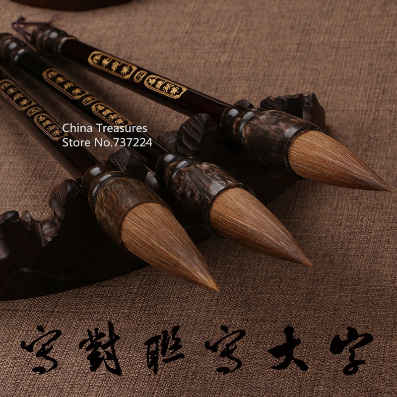 3 stks/partij voor 3 size Chinese Kalligrafieborstel Chinese Schilderij Borstel Pen Wezel Haar Schrijven Borstel Pen Mao Bi