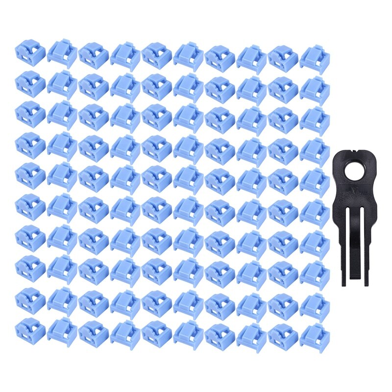 100 stück blaue  rj45- port-ethernet-lan-hubs mit staubschutzkappe, steckerabdeckung, schutzvorrichtung, proprietärem schloss und schlüssel