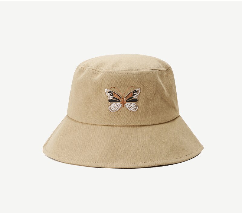 Hat Girl Spring / Summer / Autumn Sweet Lovely Butterfly Embroidered Fisherman's Hat Korean Sun Hat Sunscreen Basin Hat