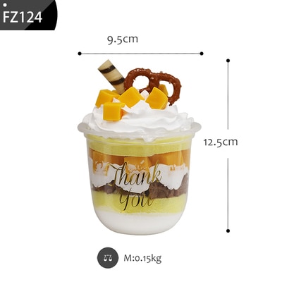 SWEETGO Artificial Bobo Cupcake Dessert 9.5cm U-shaped Simulation Ice Cream Model Self Portrait Gallery Photography Props: Mango