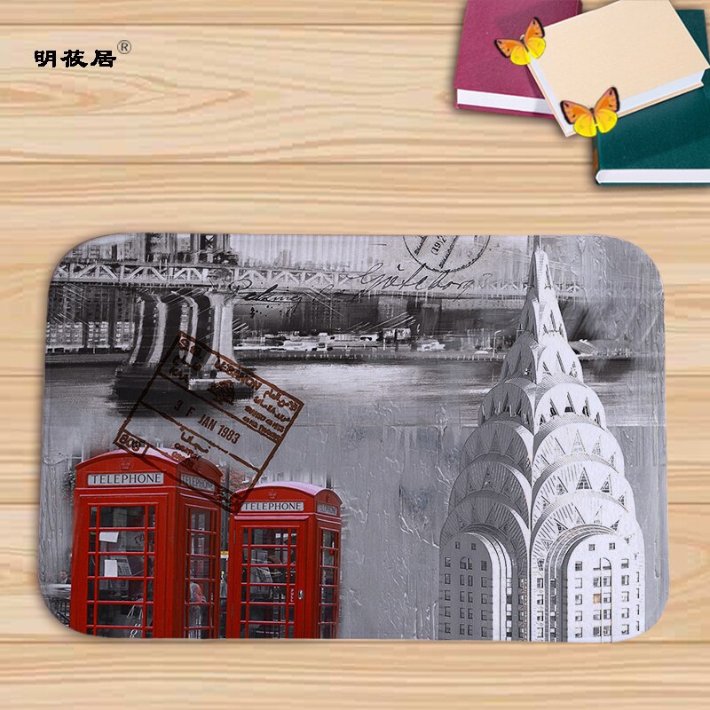 Billig pris boligindretning london paris naturskønne bygninger retro stue dørmåtte 40 x 60cm gulvmåtter flannel bad køkken tæpper: Mu 120