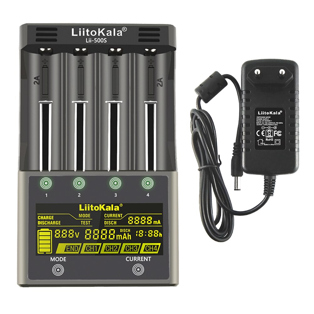 Liitokala lii -600 lii -500 lii -500s lcd 3.7v 1.2v 18650 26650 21700 akkulaturi, testaa akun kapasiteetin kosketusohjain: Lii -500s ei autoa