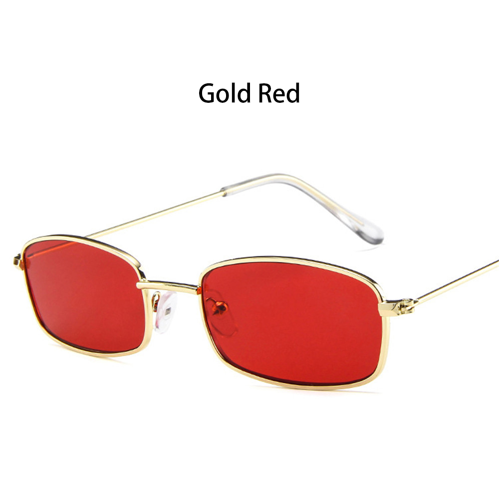 1 paire métal cadre Rectangle lunettes de soleil rétro nuances UV400 lunettes pour hommes femmes été lunettes quotidien conduite lunettes: Gold Red
