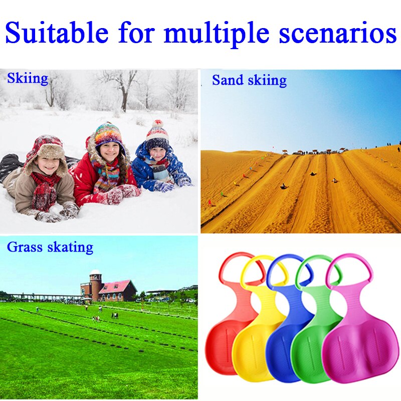 Snow Sled Board Outdoor Winter Tobogg Plastic Skiing Boards Snow Grass Sand Board Ski Pad Snowboard Sled Luge for Kids Adult