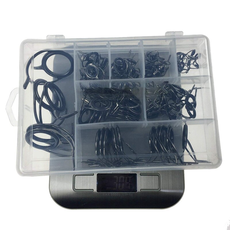 75Pcs Fishing Rod Guide Tips Repair Kit 8 Size Carbon Ceramic Ring Diy Eye Set Rod Rebuilding Sea Spinning Casting Rod Replaceme