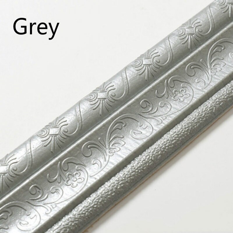 3D Zelfklevende Strip Wanddecoratie Schuim Frame Strip Met Lijm Taille Lijn Behang Waterdicht Plint Muur Sticker: grey