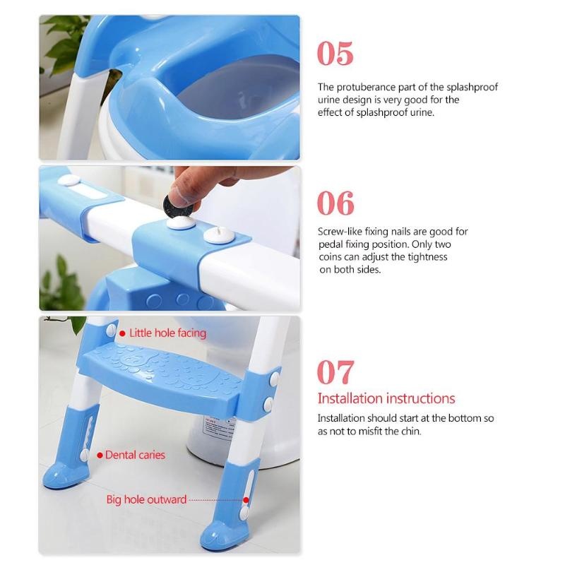 Folding Baby Potty Training Seat With Adjustable Ladder Toilet Training Potties Children Safety Handle Bowl Potties 2022
