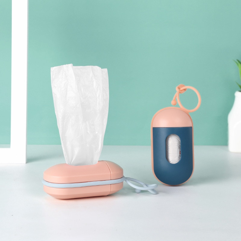 Pill Shape Pet Dog Poop Bag Dispenser Waste Garbage Bags Carrier with 1 Roll Cat Dog Waste Poop Bag for dogs