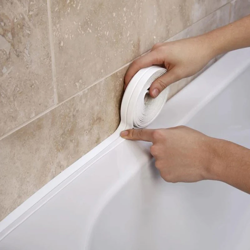 PVC Sealing Strip Tape Bathroom Bath Toilet Caulk Tape Self Adhesive Waterproof Mildew Proof Tapes For Kitchen Sink Wall Corner